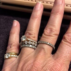 Elegant Gold and Silver Diamond Ring Set